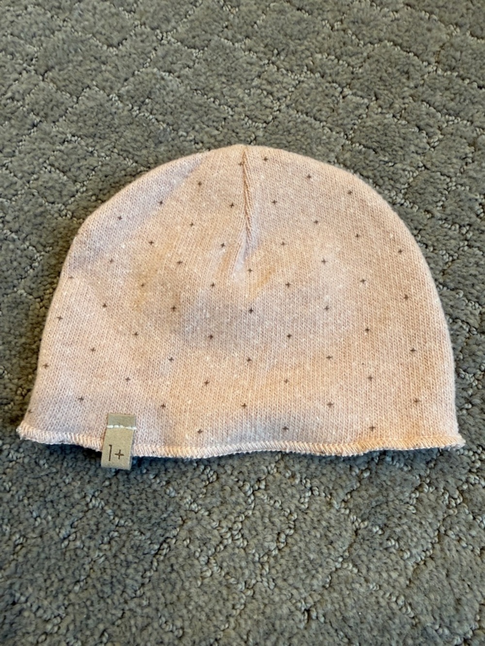 Kids Soft Pink Knit Beanie with Mini Dot Detail